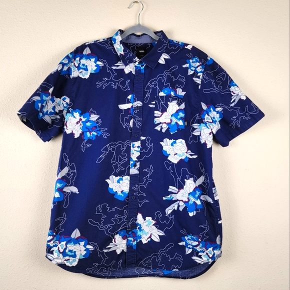 Vans Other - Vans Deacon button up blue tropical Hawaiian shirt size XL